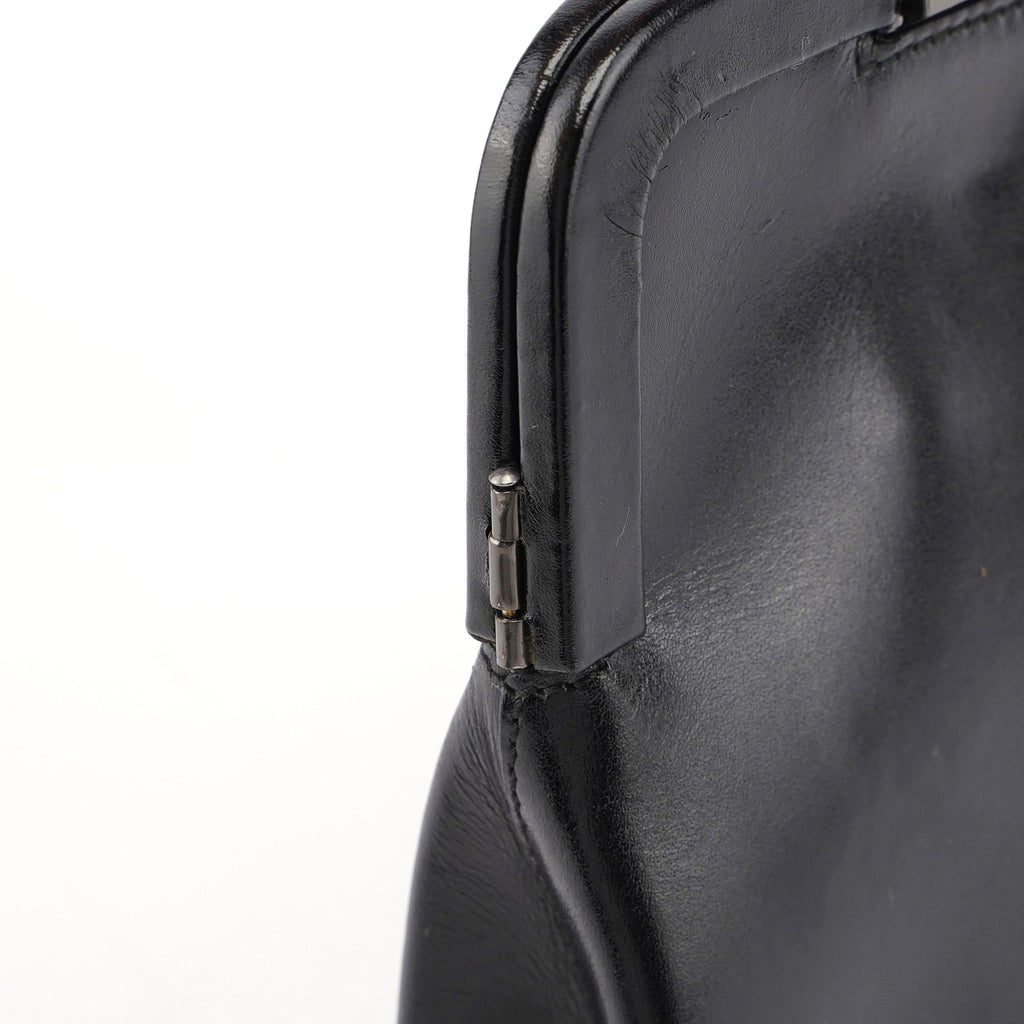 B7710 Black Calfskin Clutch Tote Bag