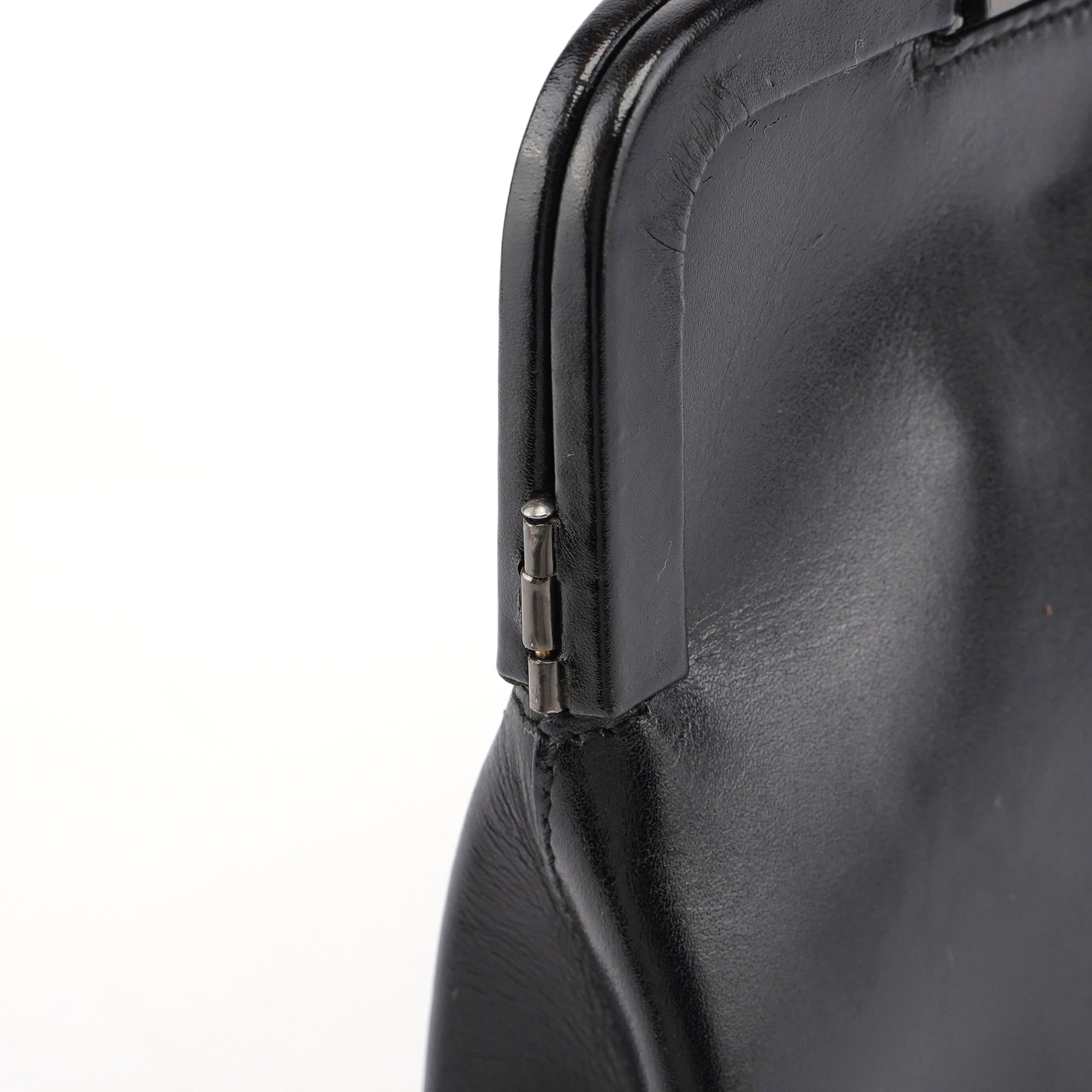 B7710 Black Calfskin Clutch Tote Bag