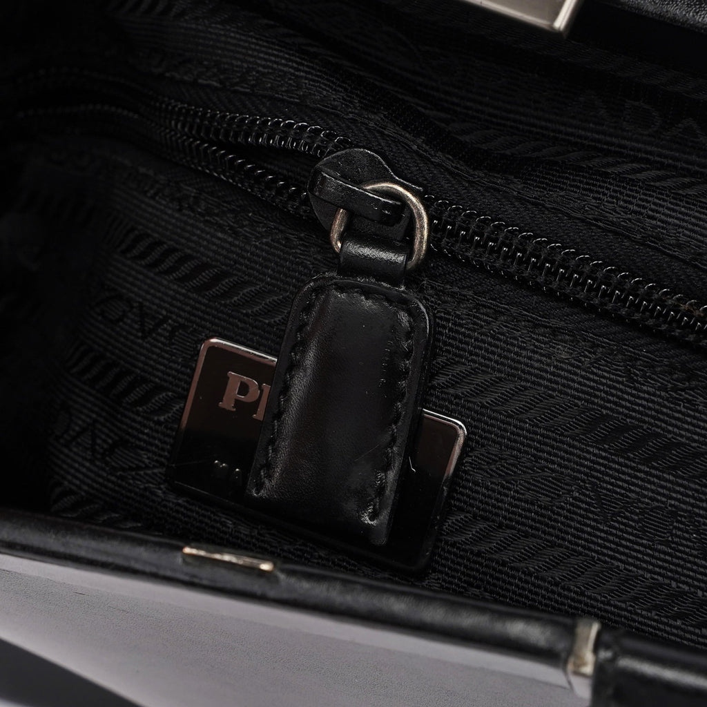 B7710 Black Calfskin Clutch Tote Bag
