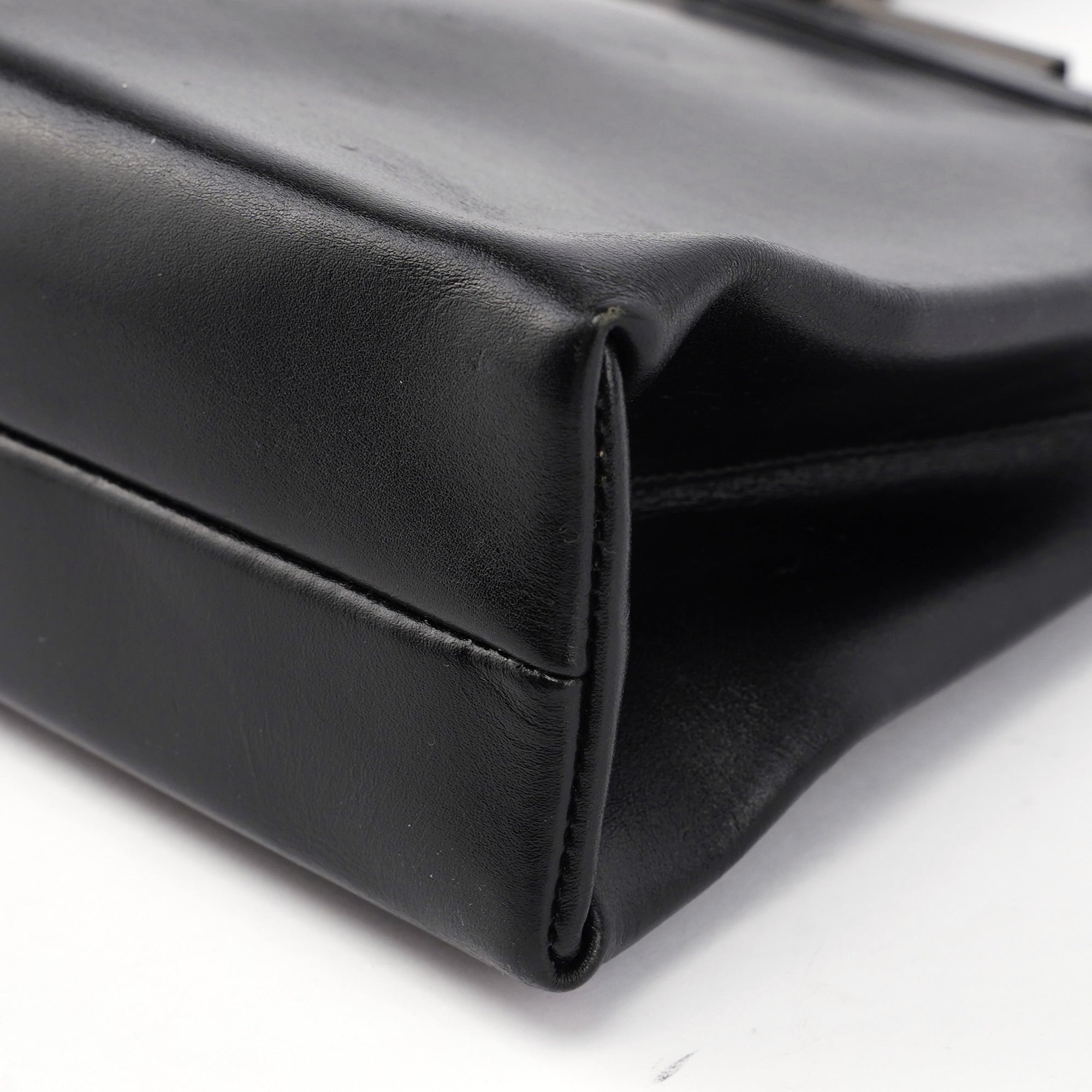 B7710 Black Calfskin Clutch Tote Bag