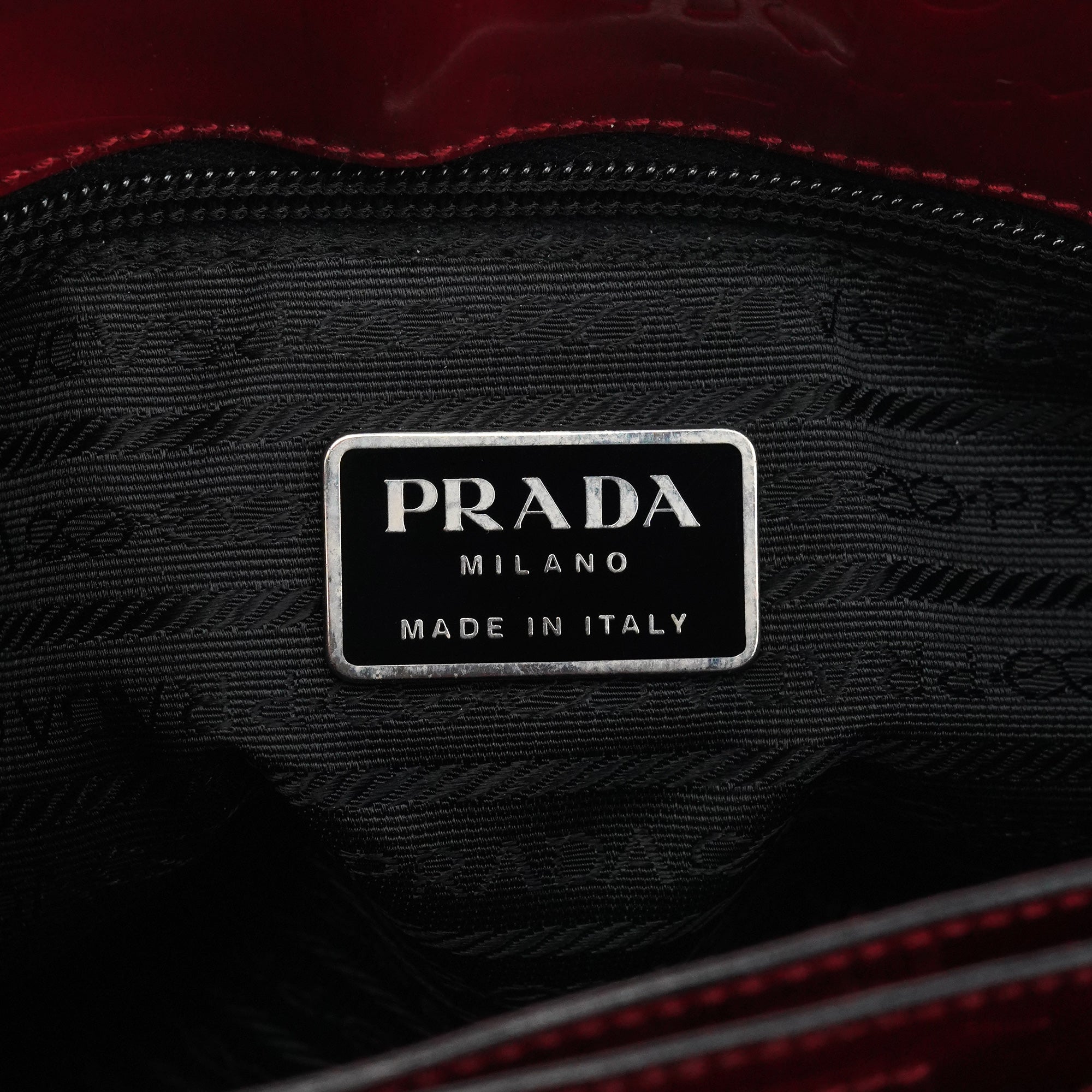 B8553 Red Spazzolato Embossed Leather Tote Bag