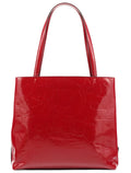 B8553 Red Spazzolato Embossed Leather Tote Bag