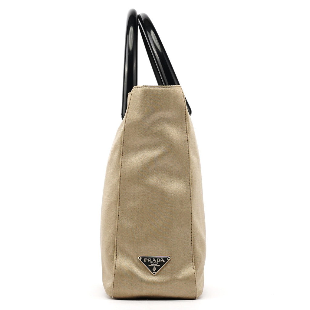 B8572 Beige Raso Plex Satin Plastic Tote Bag