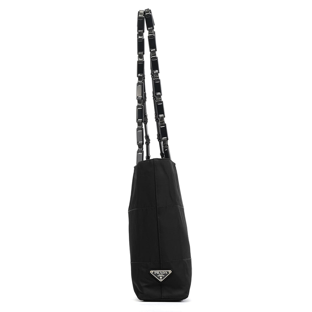 B9225 Black Tessuto Impuntu Nylon Tote Bag