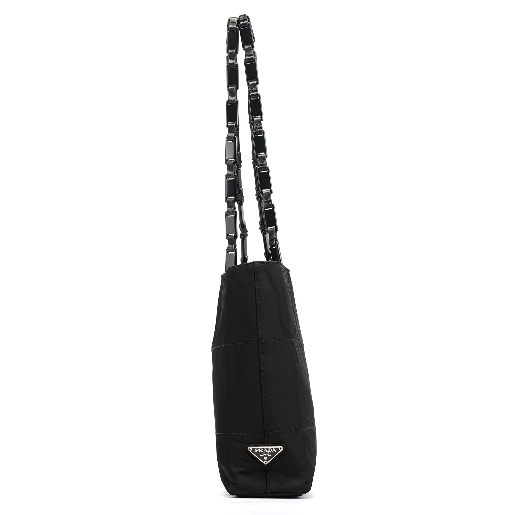 B9225 Black Tessuto Impuntu Nylon Tote Bag