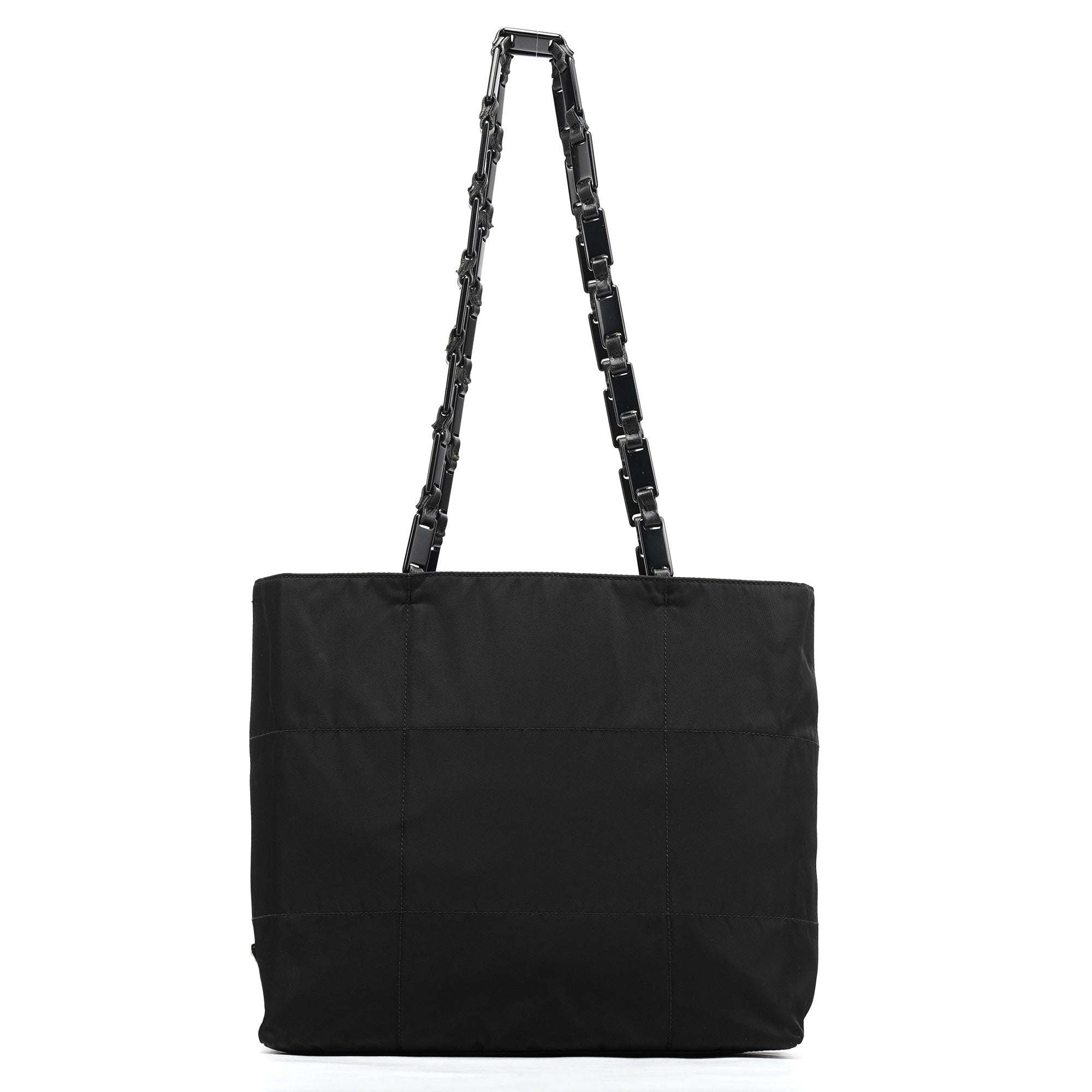 B9225 Black Tessuto Impuntu Nylon Tote Bag
