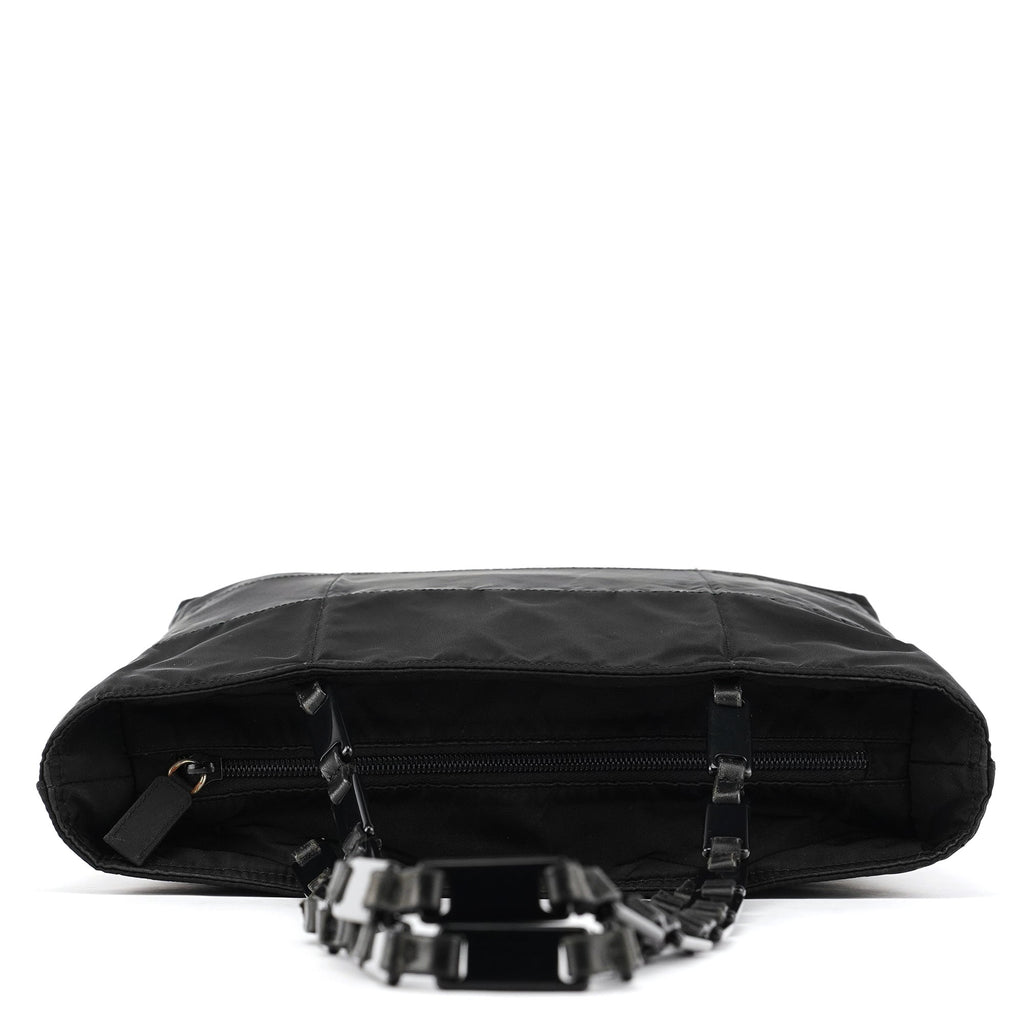 B9225 Black Tessuto Impuntu Nylon Tote Bag