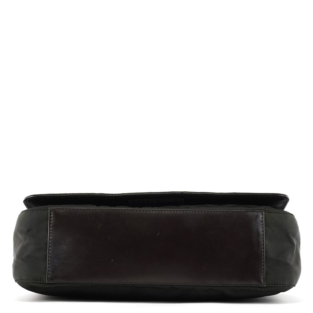 B9231 Dark Green Tessuto Spazzolato Shoulder Bag