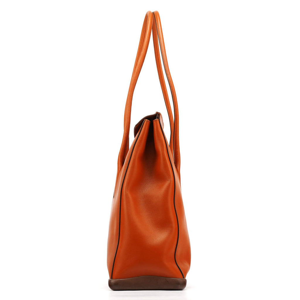 B9262 Cognac Calf Leather Rubber Bottom Tote Bag