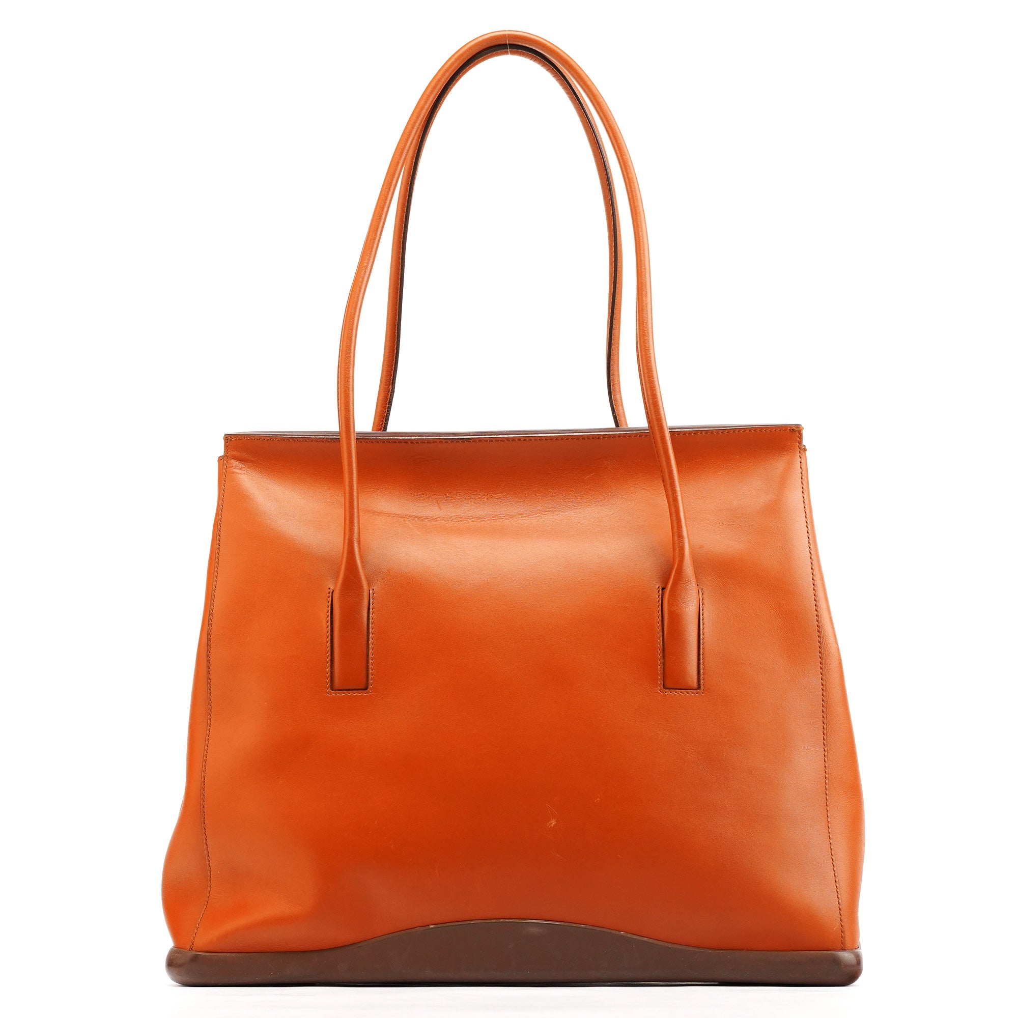 B9262 Cognac Calf Leather Rubber Bottom Tote Bag