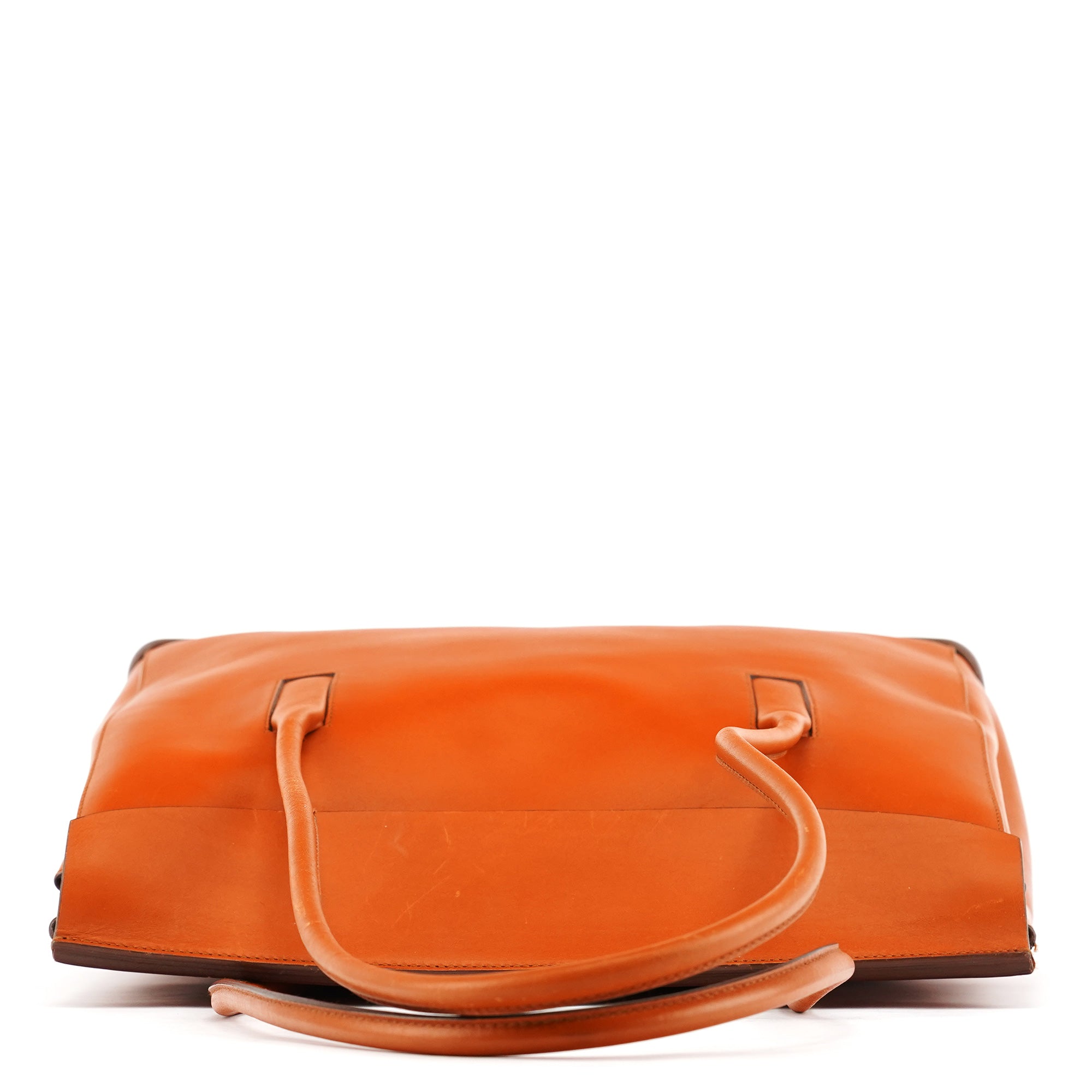 B9262 Cognac Calf Leather Rubber Bottom Tote Bag