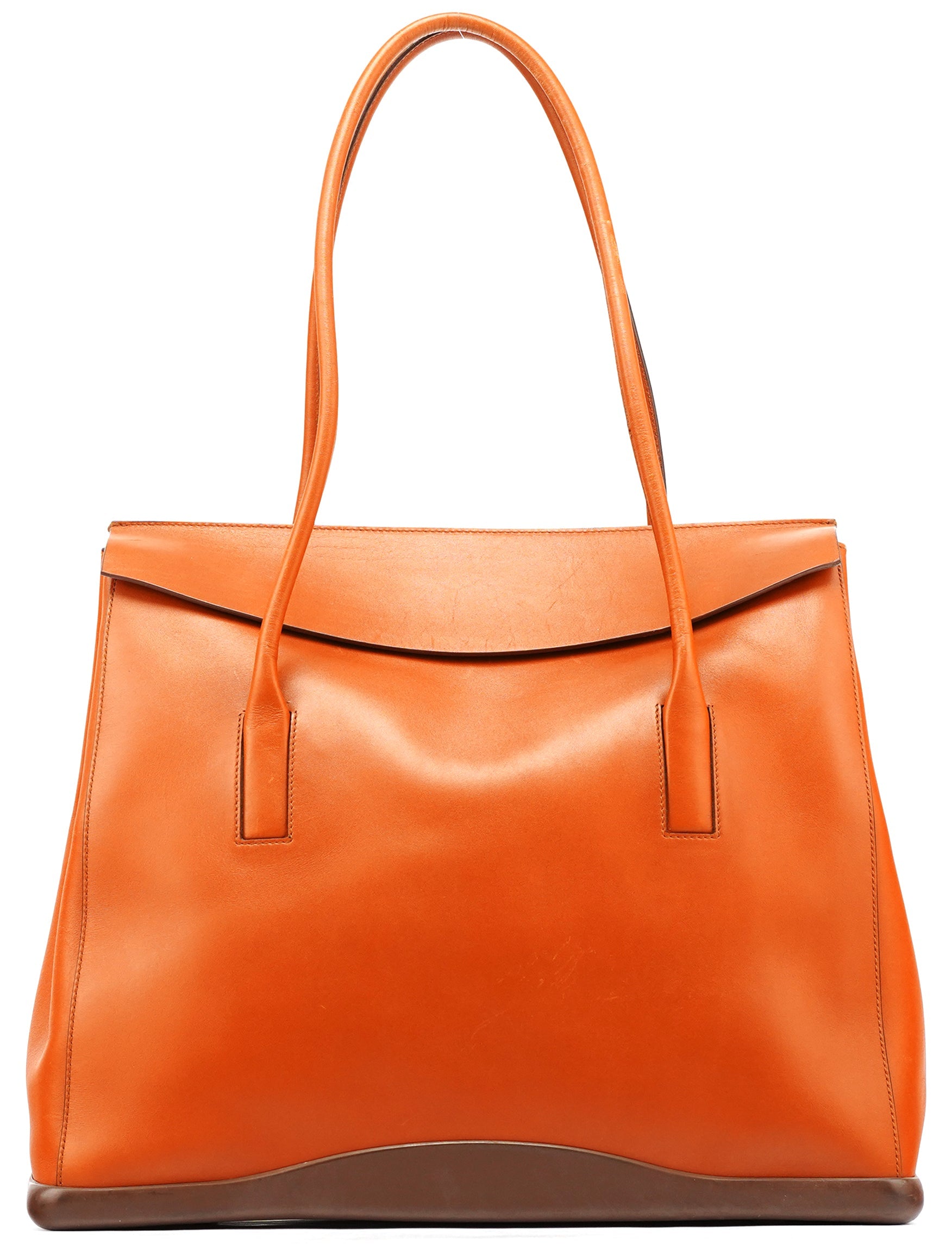 B9262 Cognac Calf Leather Rubber Bottom Tote Bag