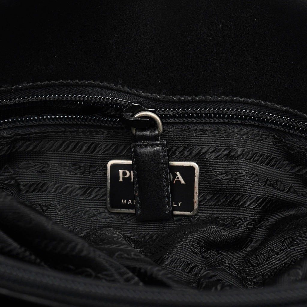 B9282 Black Calfskin Nylon Top Handle Keylock Bag