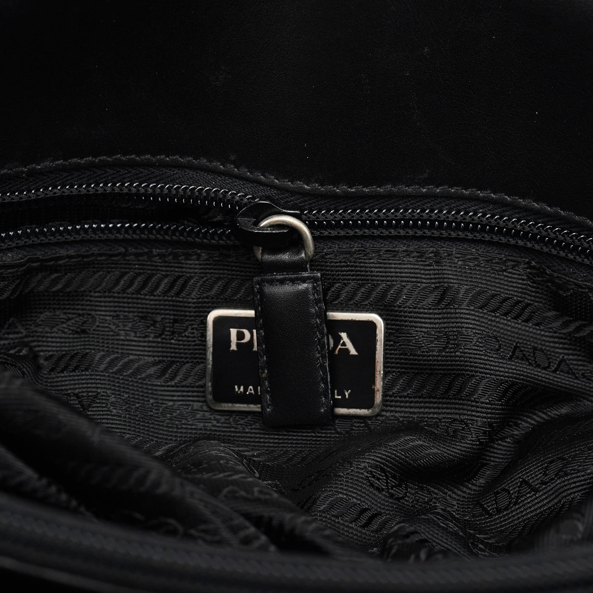 B9282 Black Calfskin Nylon Top Handle Keylock Bag