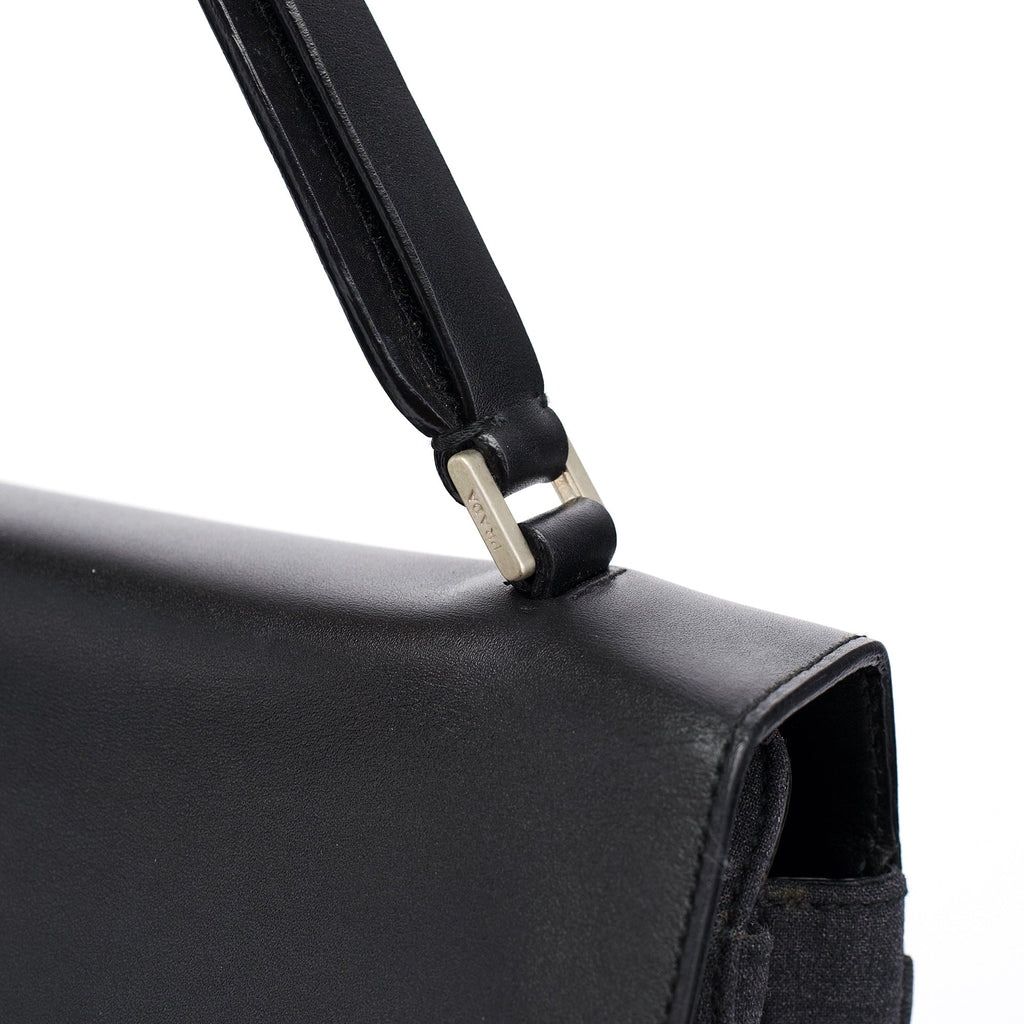 B9282 Black Calfskin Nylon Top Handle Keylock Bag