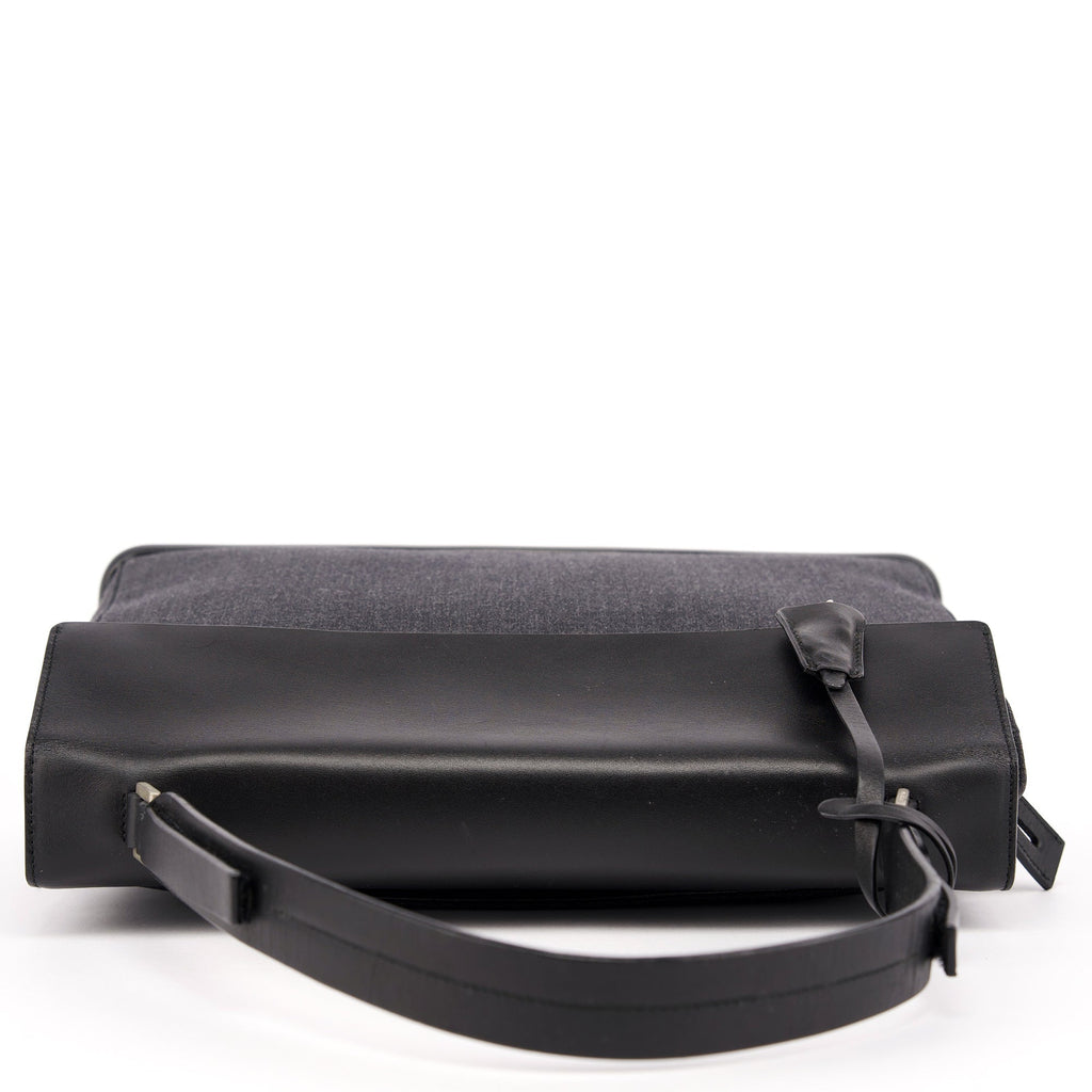 B9282 Black Calfskin Nylon Top Handle Keylock Bag