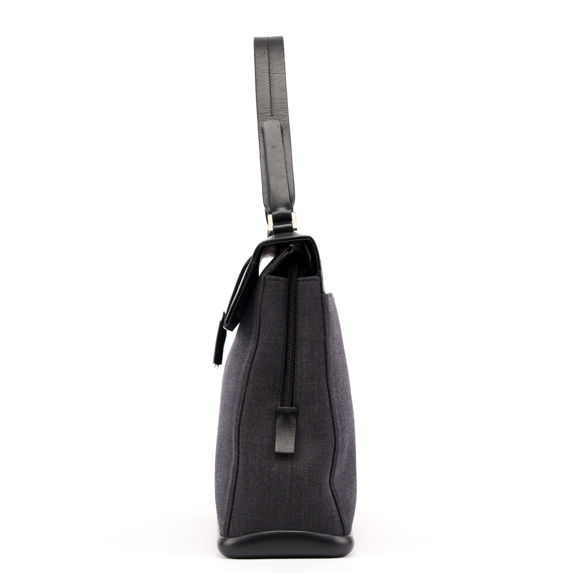 B9282 Black Calfskin Nylon Top Handle Keylock Bag
