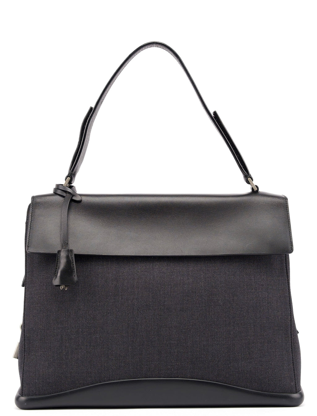 B9282 Black Calfskin Nylon Top Handle Keylock Bag