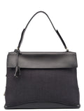B9282 Black Calfskin Nylon Top Handle Keylock Bag