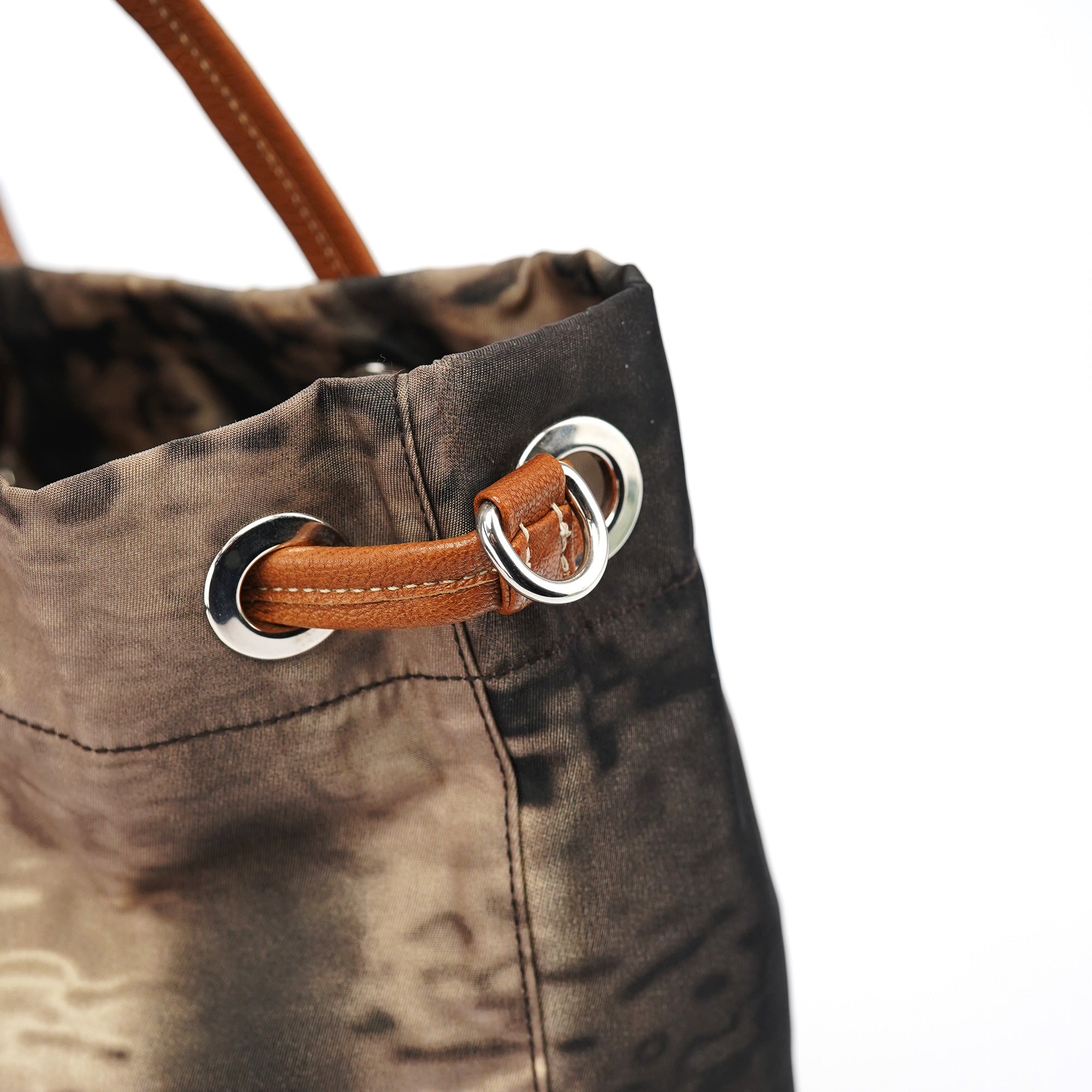 Beige Abstract Print Tessuto Nylon Tote Bag