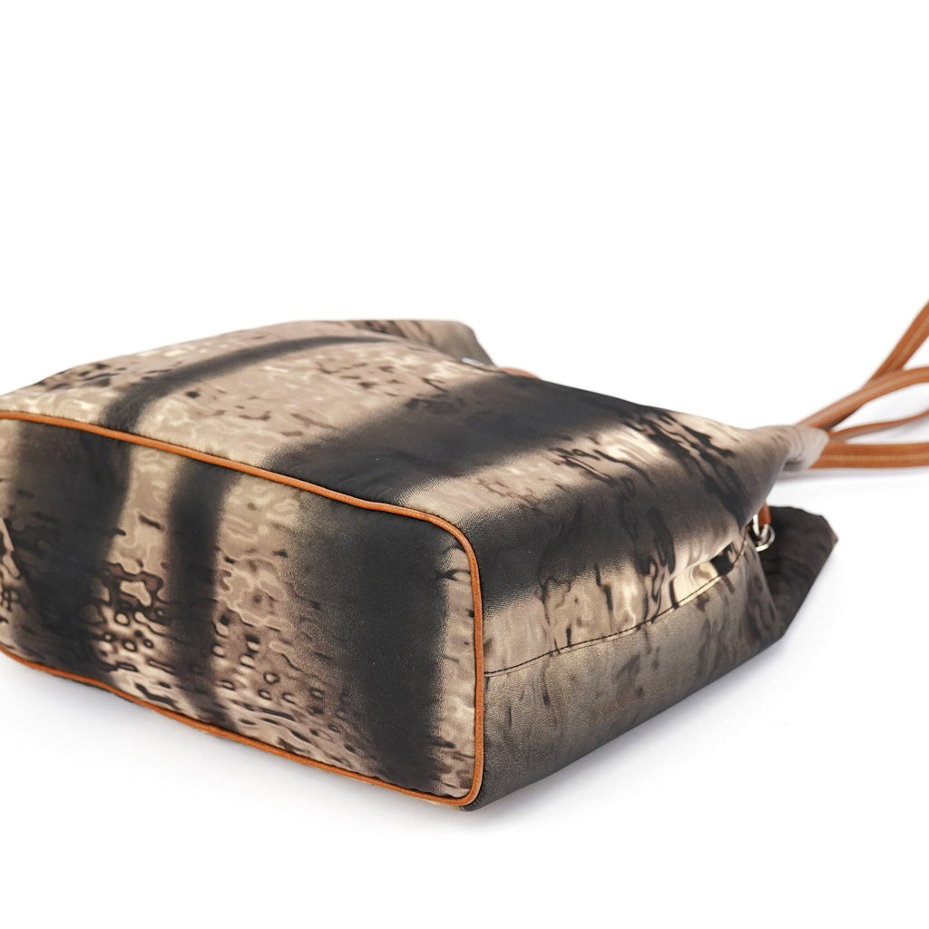 Beige Abstract Print Tessuto Nylon Tote Bag