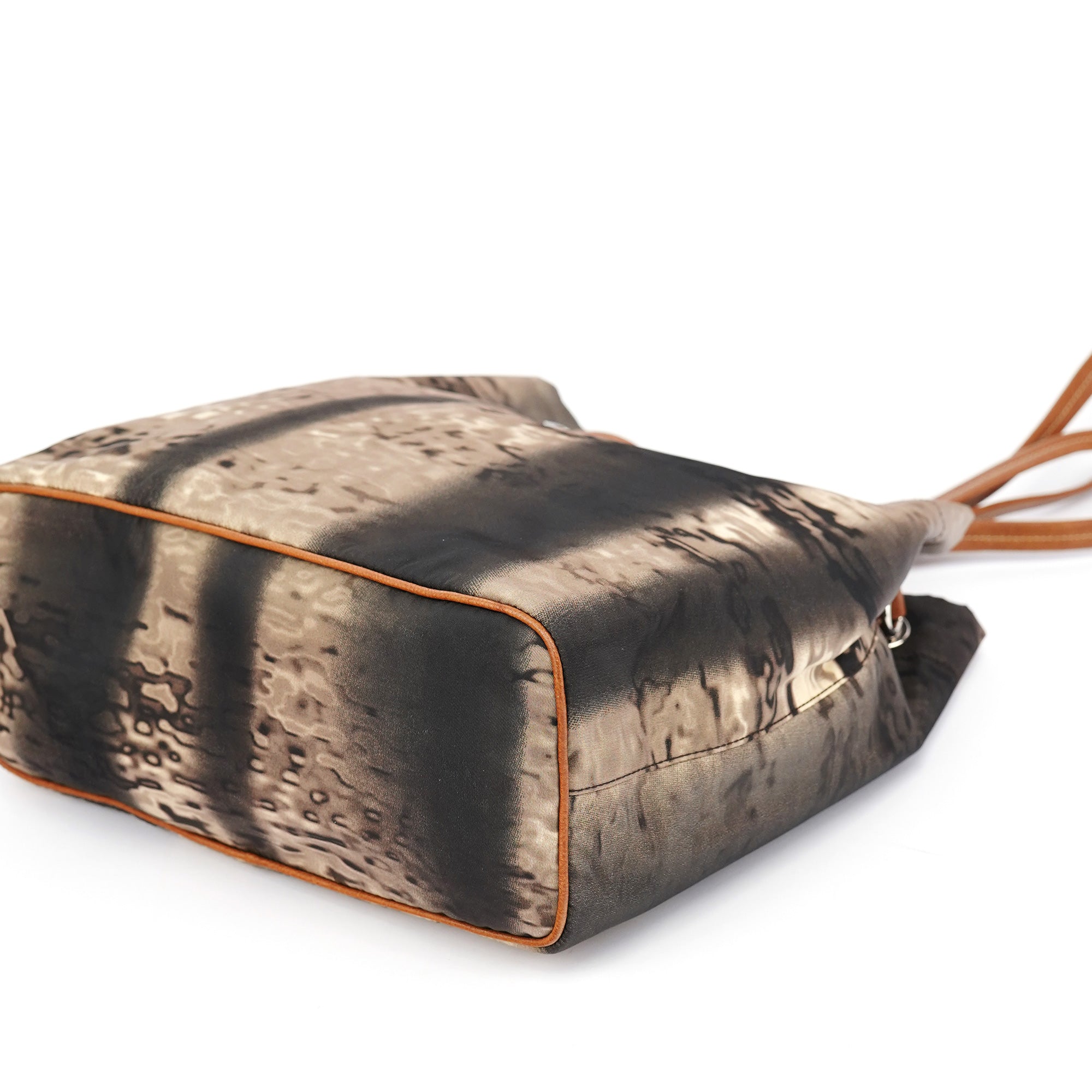 Beige Abstract Print Tessuto Nylon Tote Bag