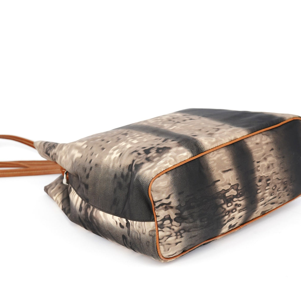 Beige Abstract Print Tessuto Nylon Tote Bag