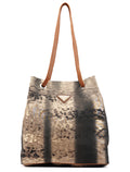 Beige Abstract Print Tessuto Nylon Tote Bag