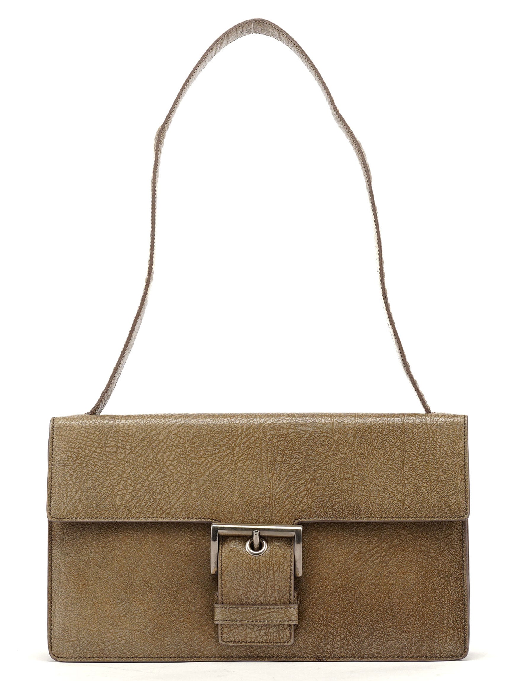 Beige Lama Leather Belt Shoulder Bag