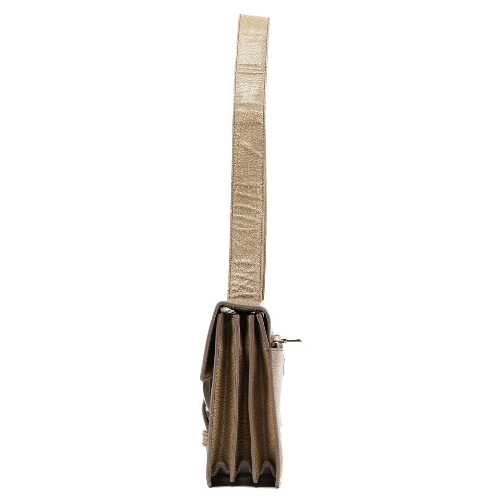 Beige Lama Leather Belt Shoulder Bag