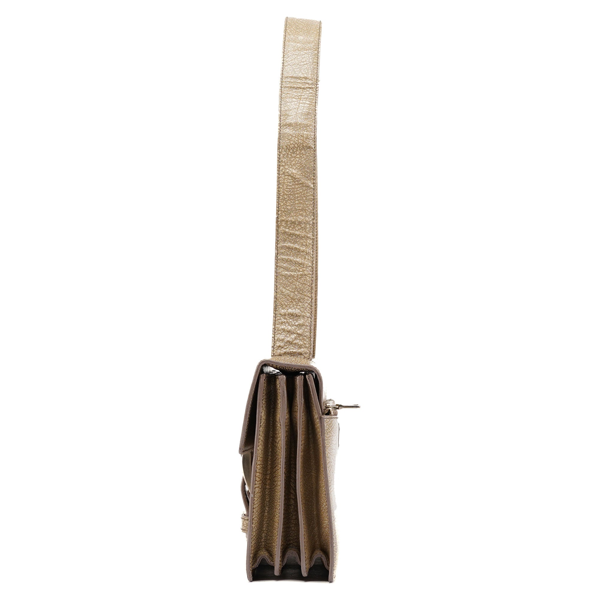 Beige Lama Leather Belt Shoulder Bag