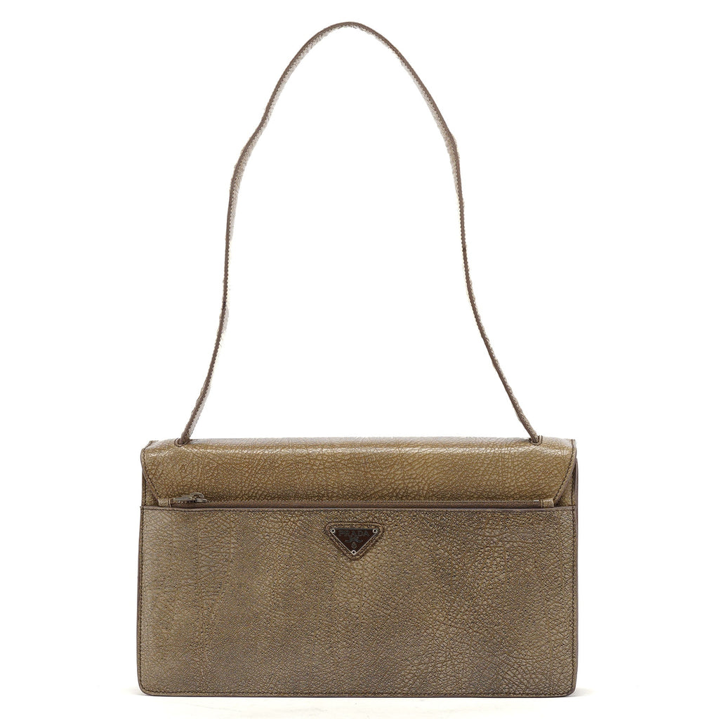 Beige Lama Leather Belt Shoulder Bag