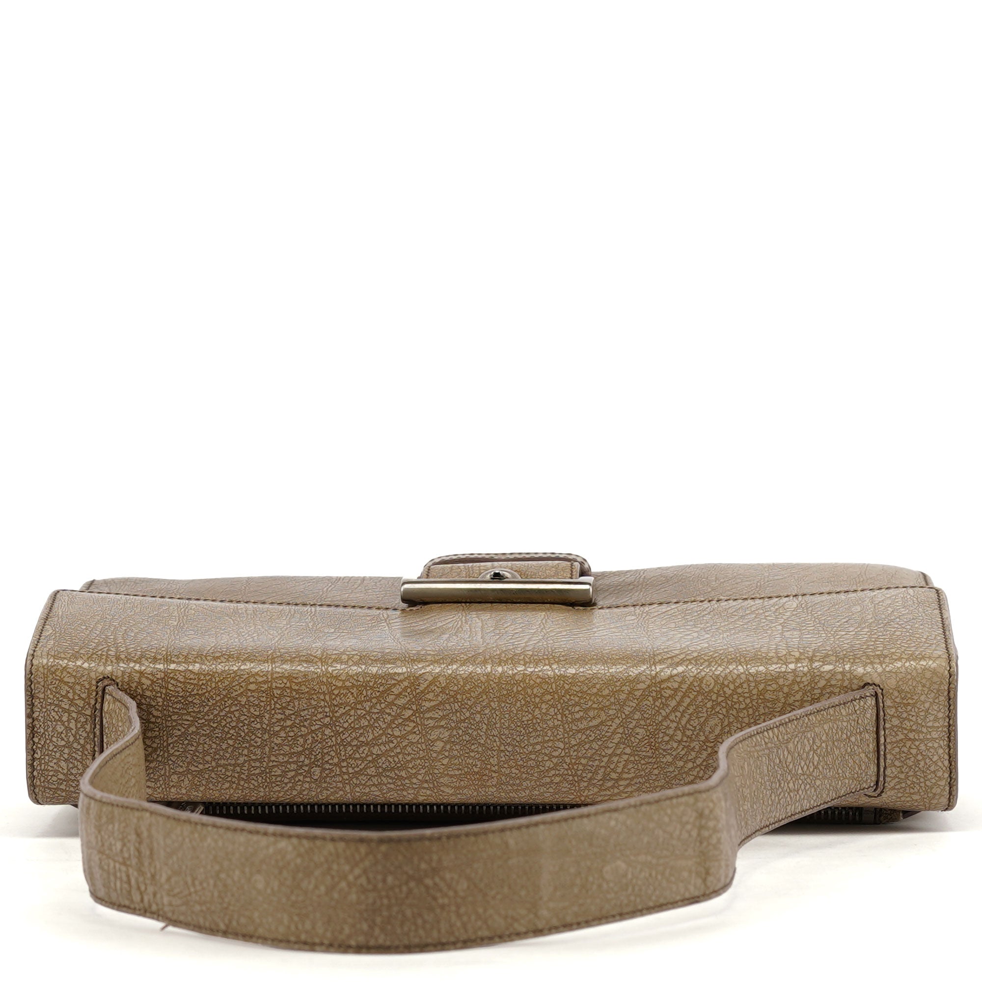 Beige Lama Leather Belt Shoulder Bag