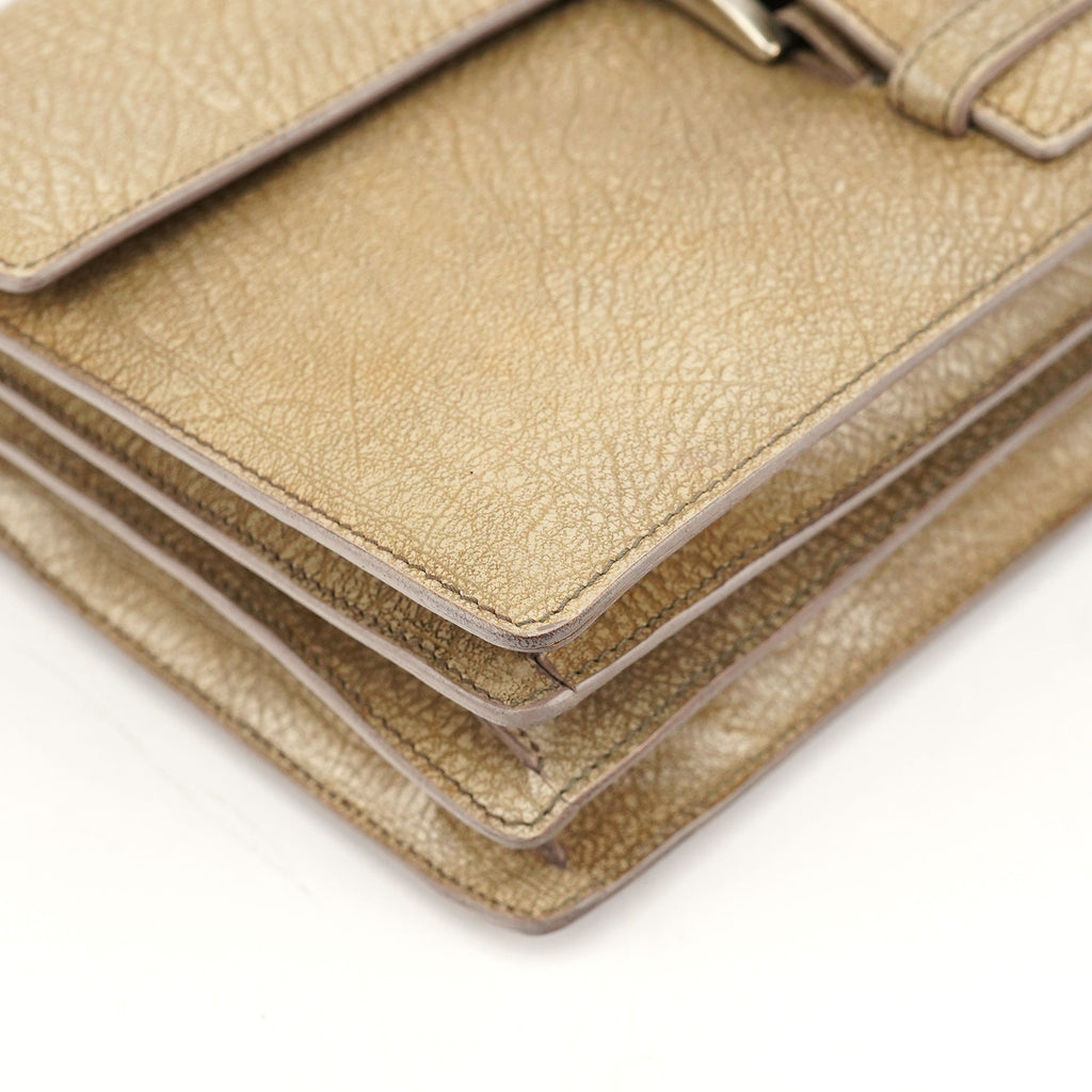 Beige Lama Leather Belt Shoulder Bag