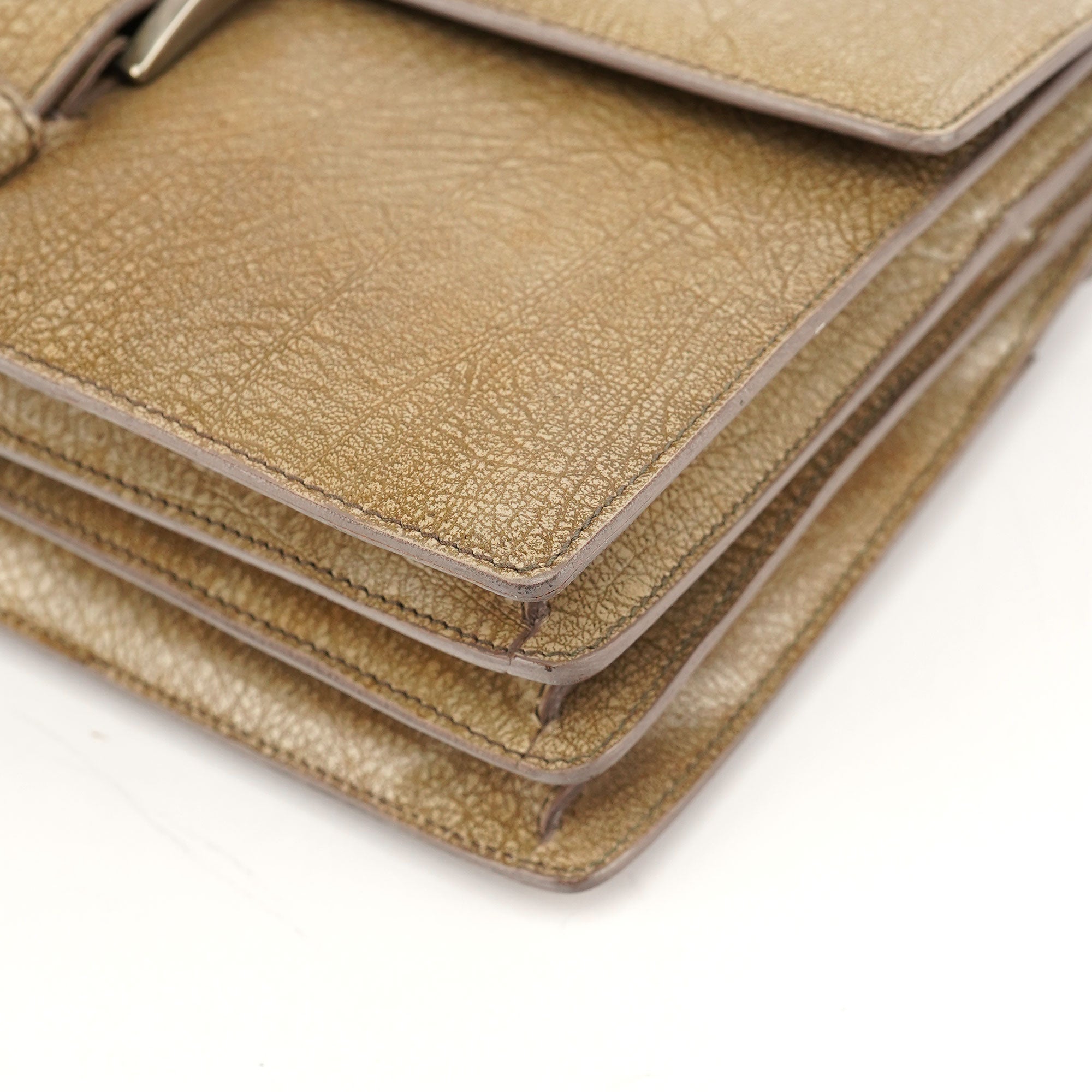 Beige Lama Leather Belt Shoulder Bag