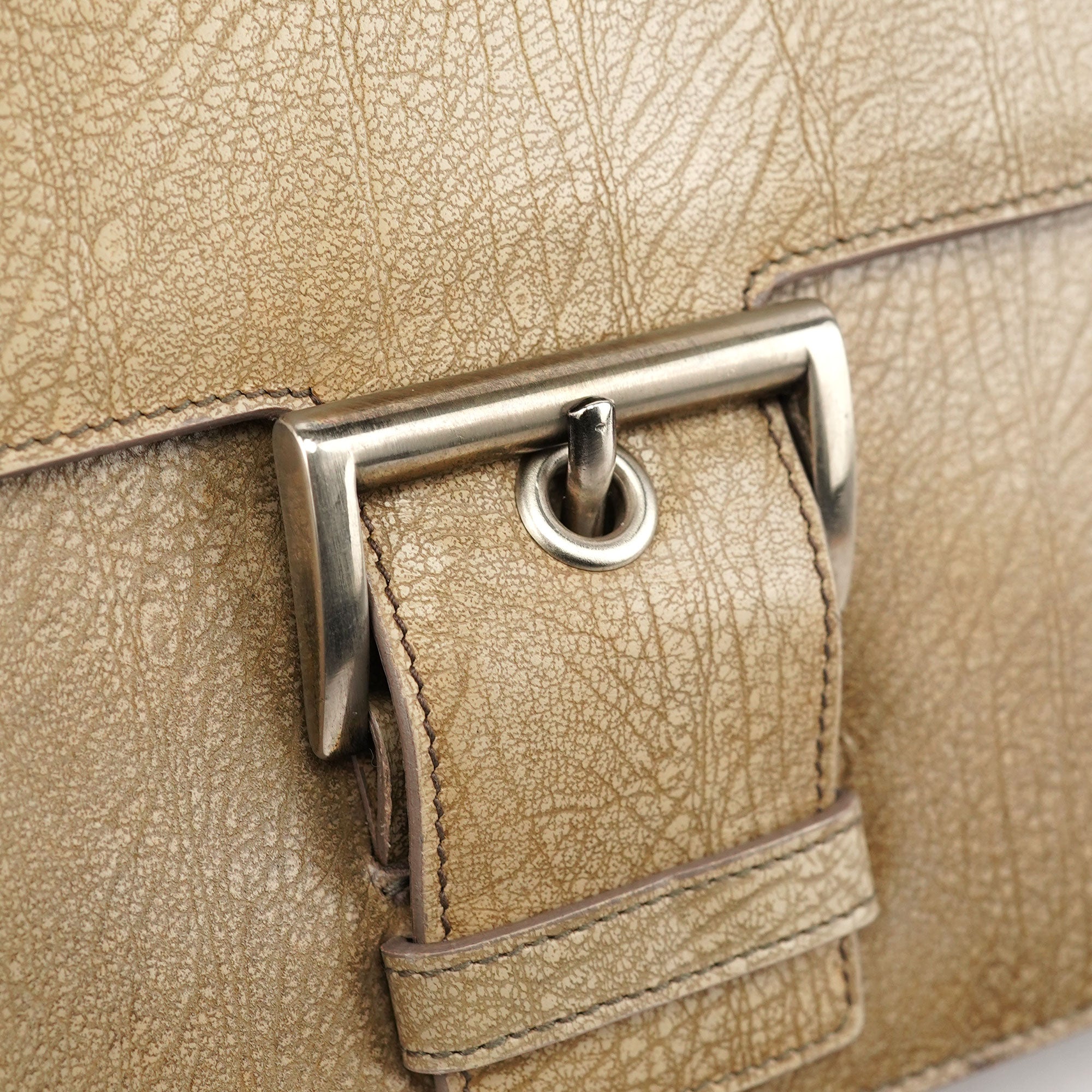 Beige Lama Leather Belt Shoulder Bag
