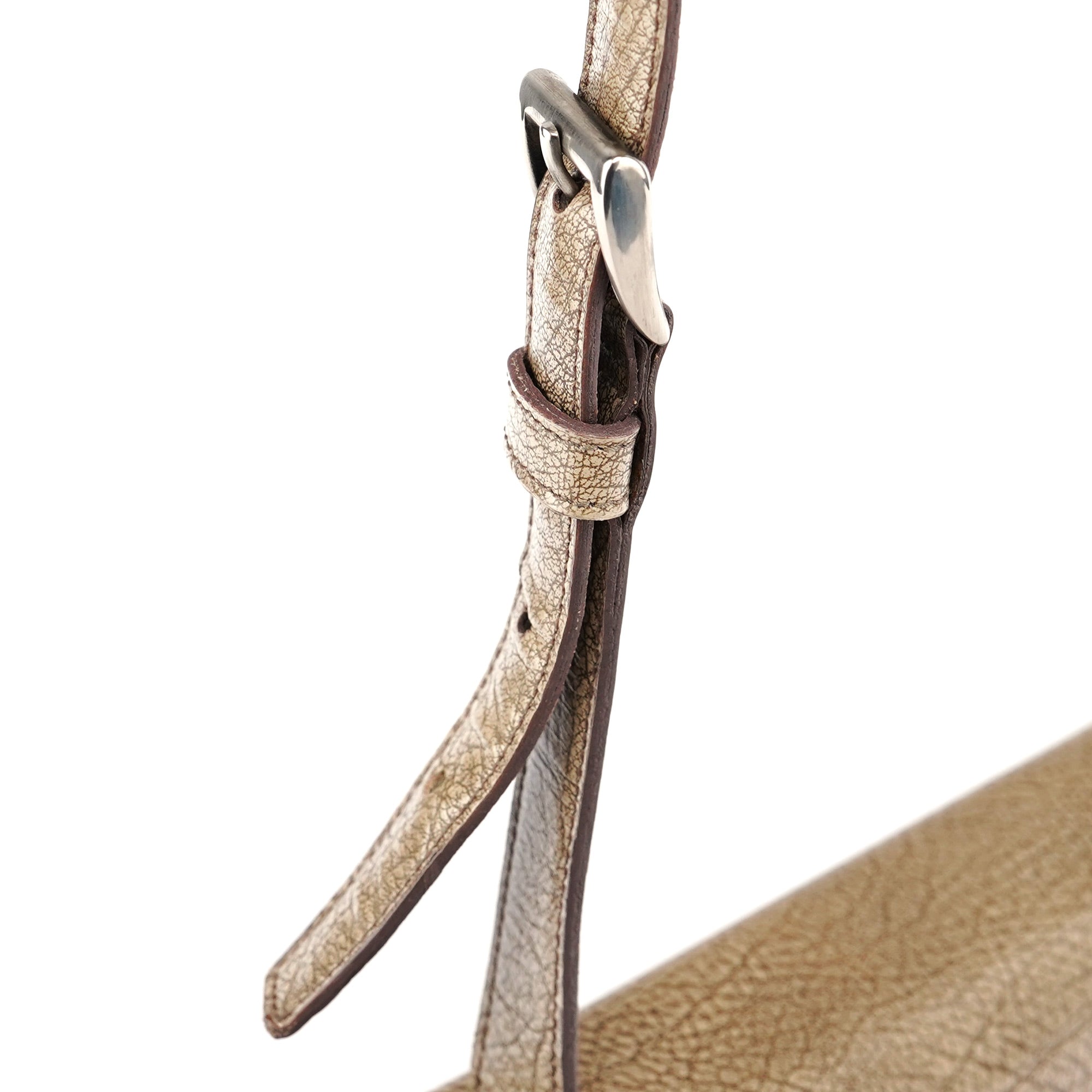 Beige Lama Leather Shoulder Bag