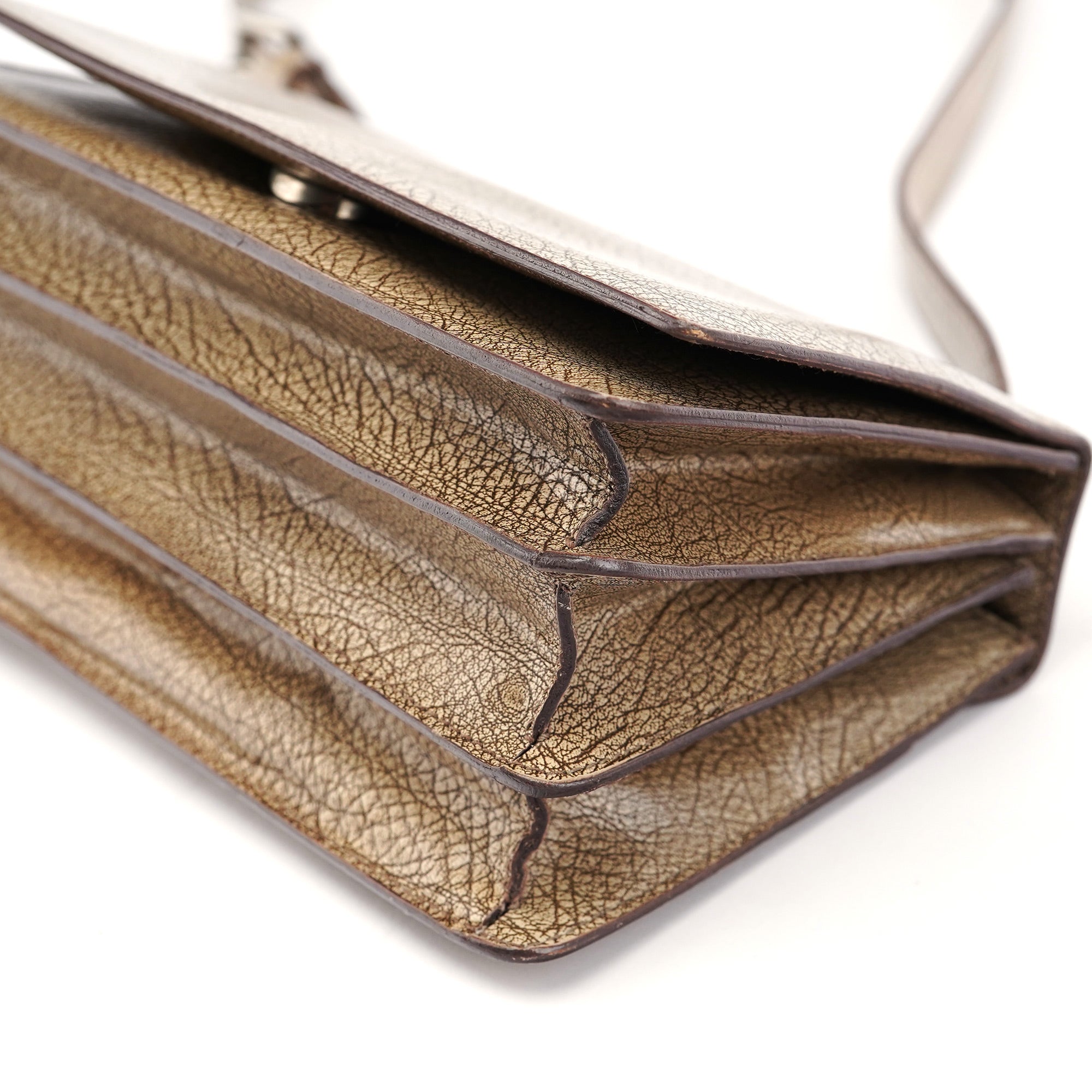 Beige Lama Leather Shoulder Bag
