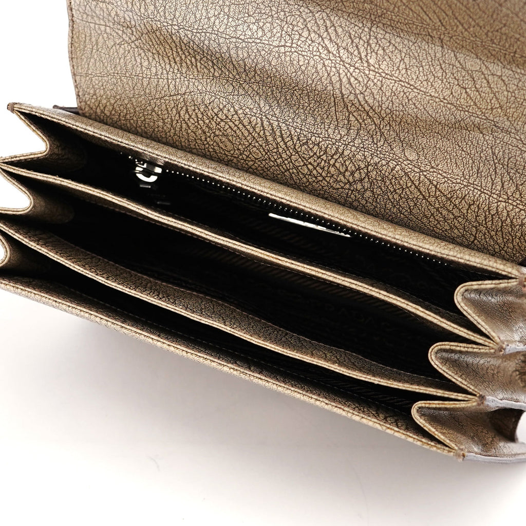 Beige Lama Leather Shoulder Bag