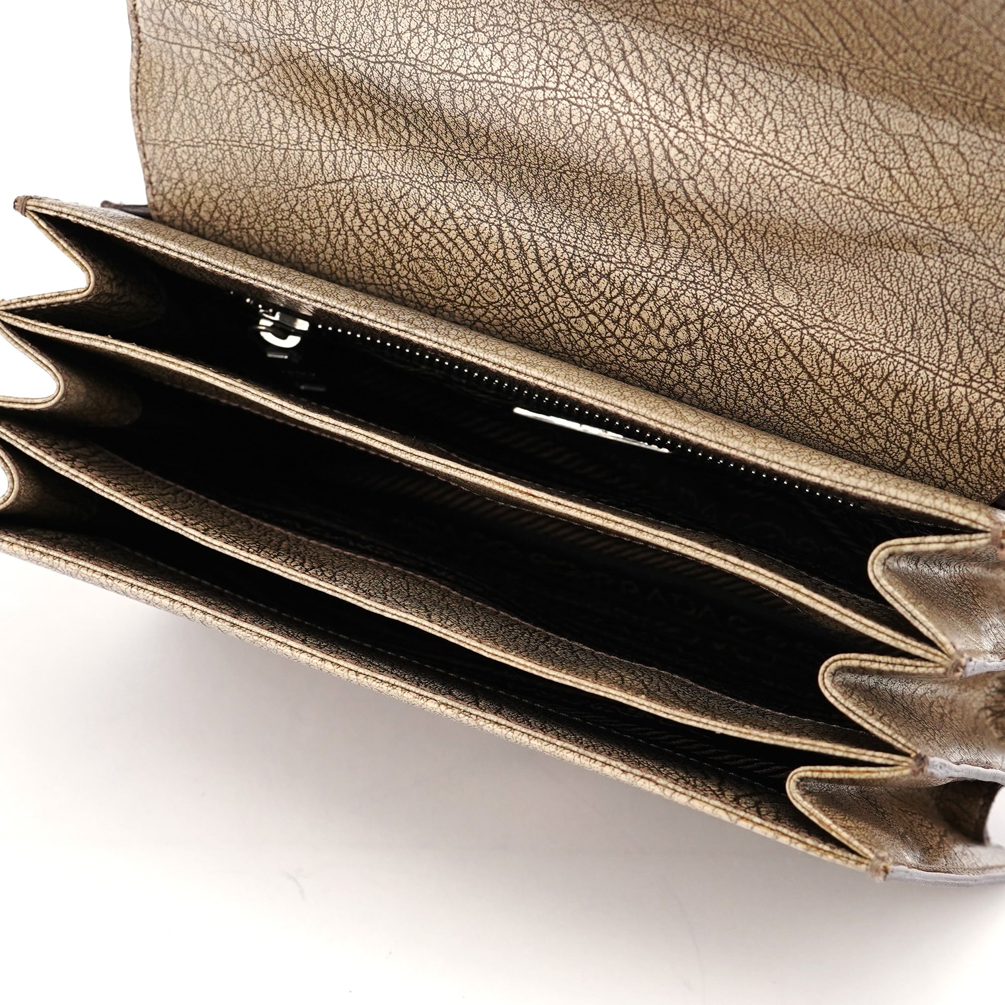 Beige Lama Leather Shoulder Bag