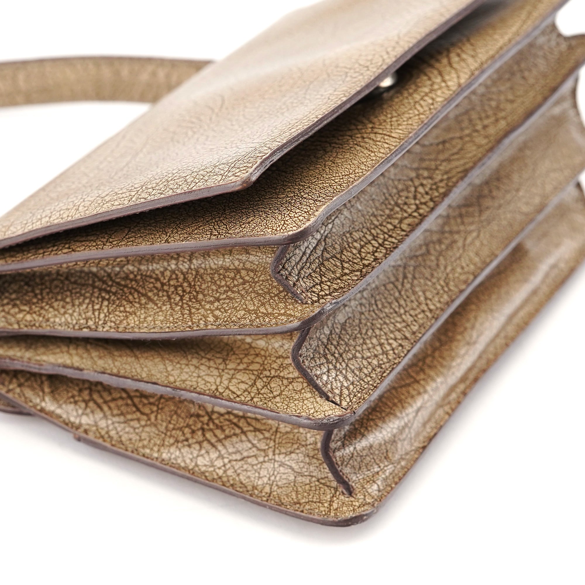 Beige Lama Leather Shoulder Bag