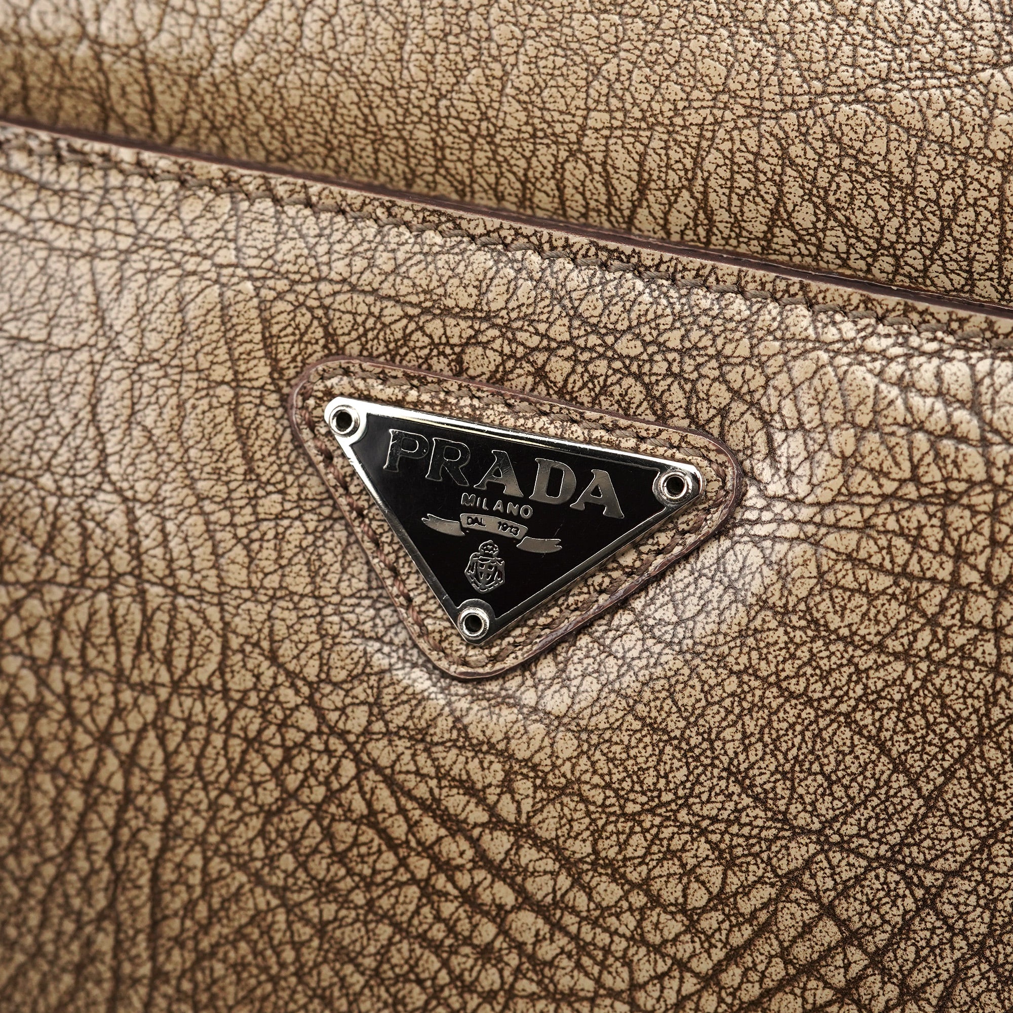 Beige Lama Leather Shoulder Bag