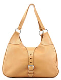 Beige Leather Belt Hobo Shoulder Bag
