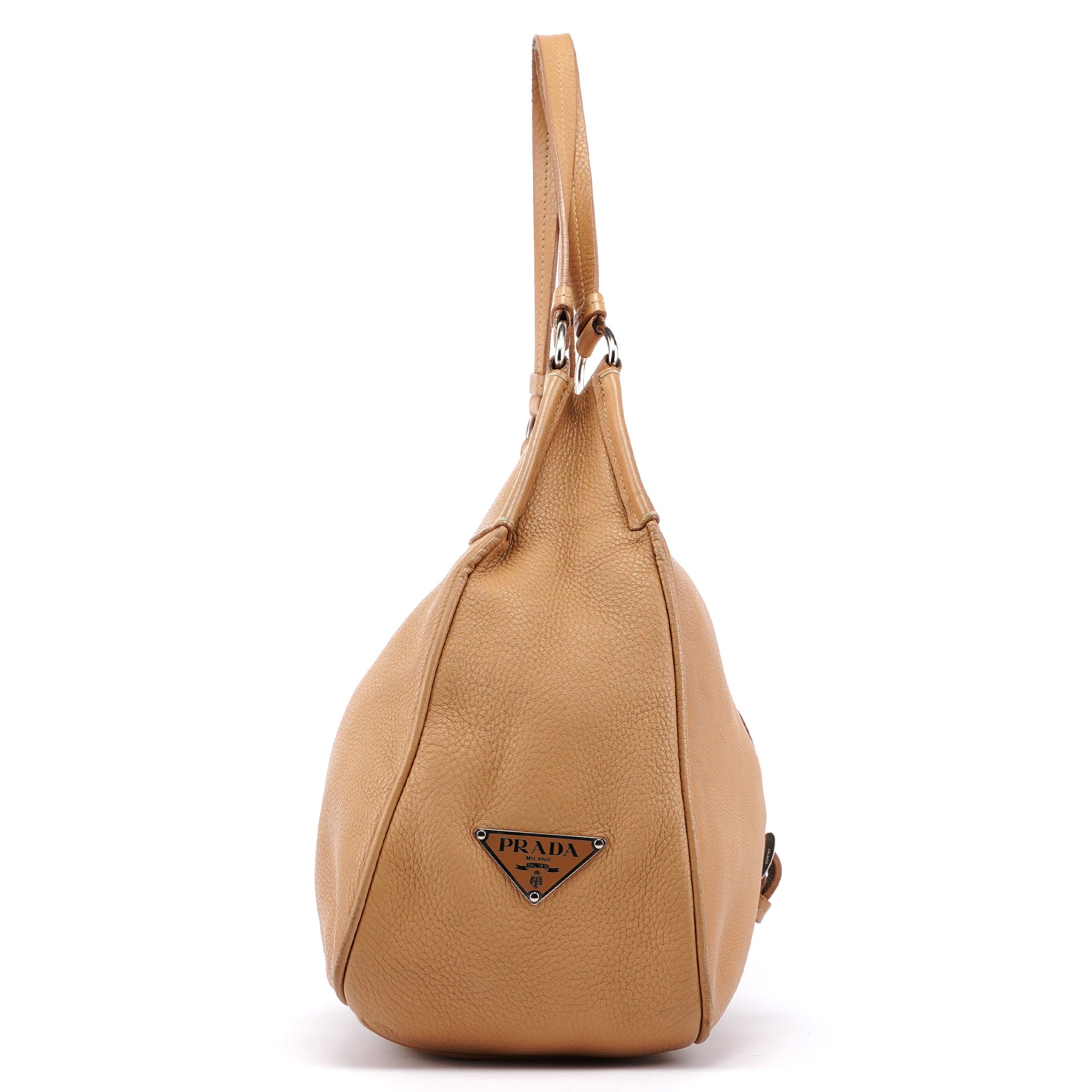 Beige Leather Belt Hobo Shoulder Bag