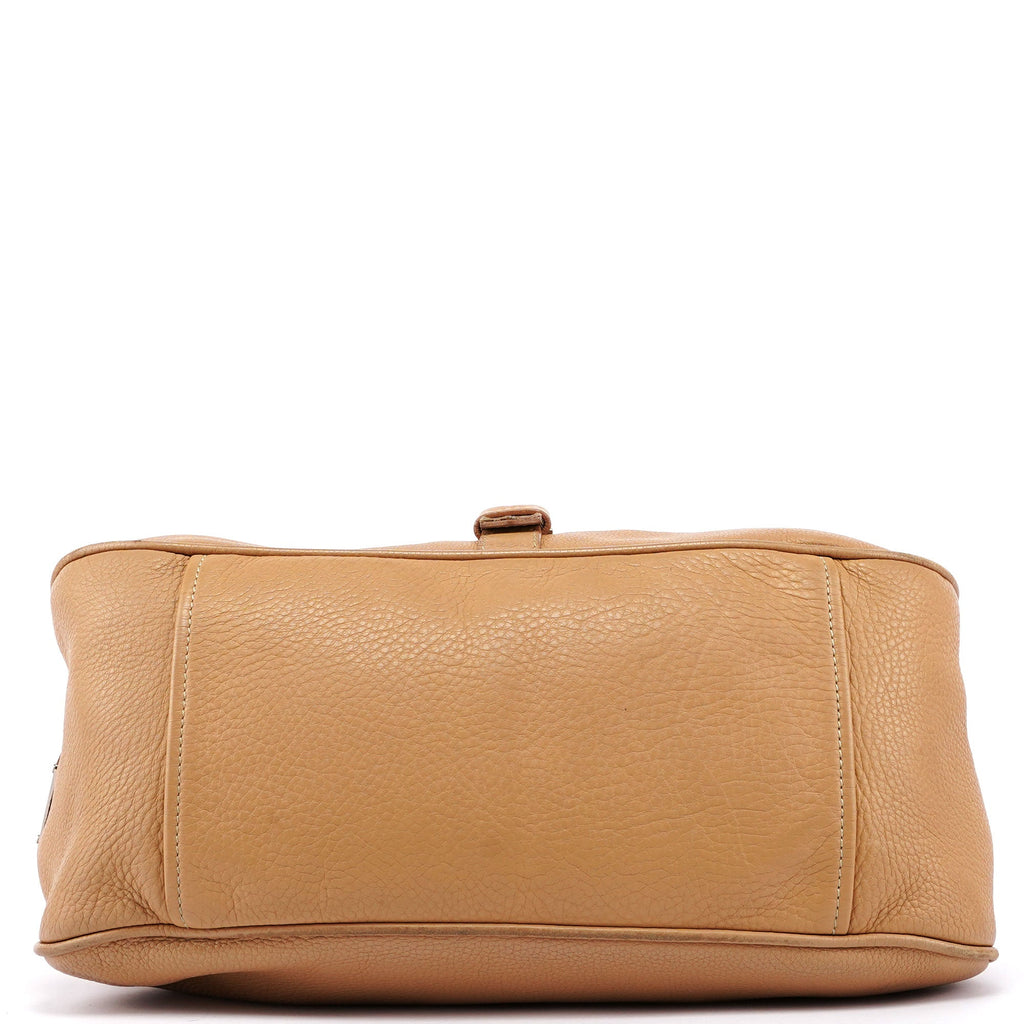 Beige Leather Belt Hobo Shoulder Bag
