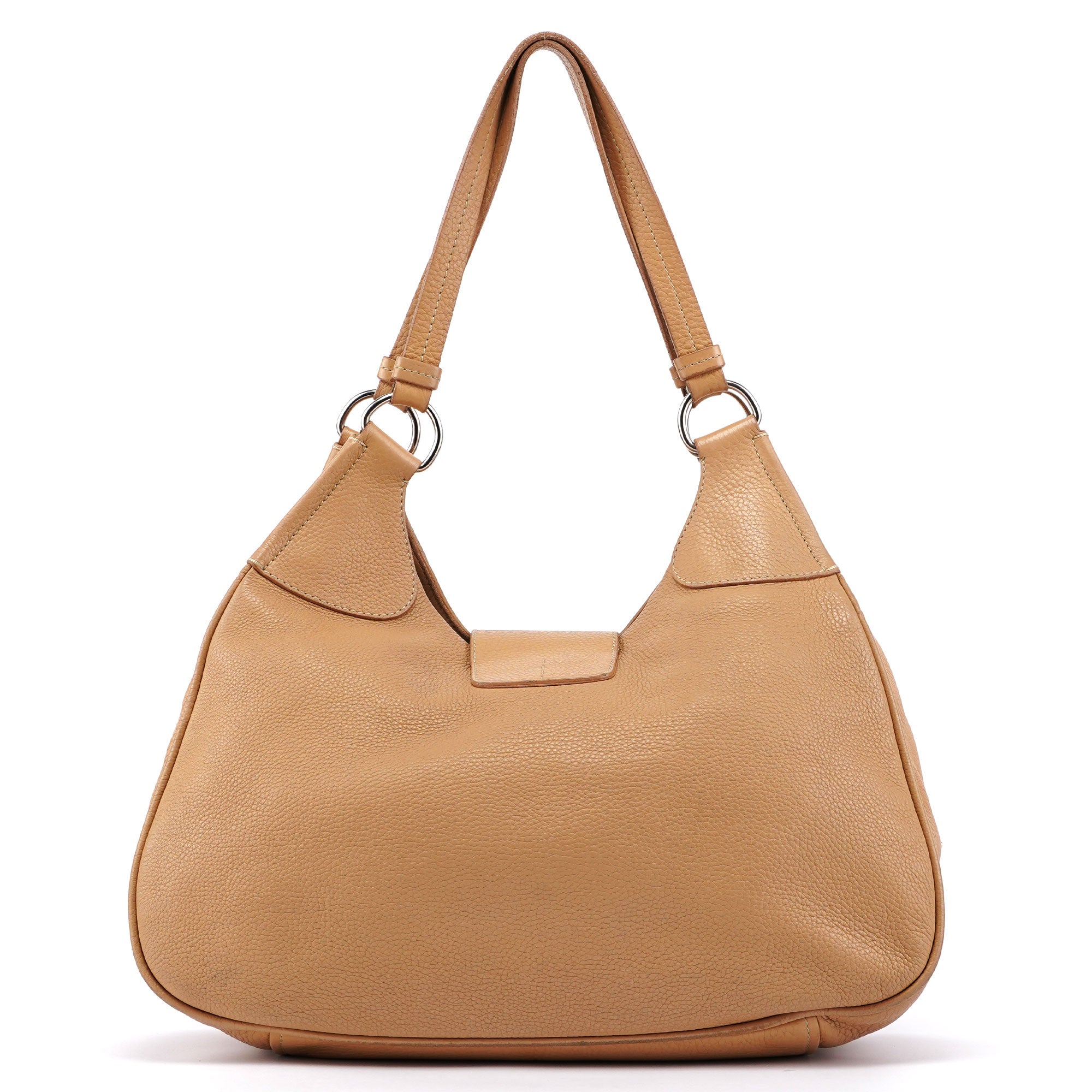 Beige Leather Belt Hobo Shoulder Bag