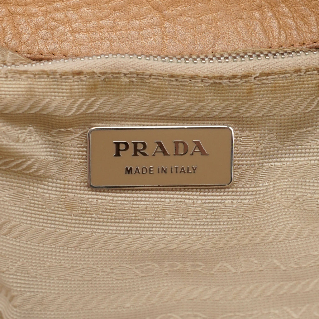 Beige Leather Belt Hobo Shoulder Bag