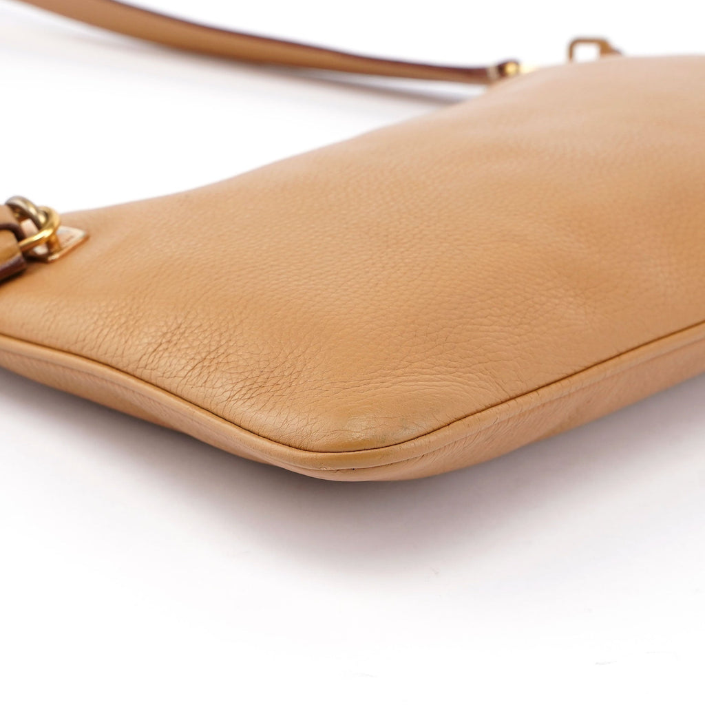 Beige Leather Shoulder Bag