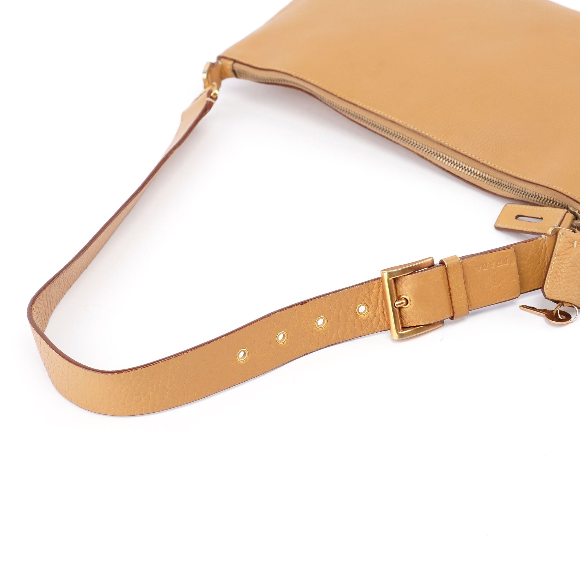 Beige Leather Shoulder Bag
