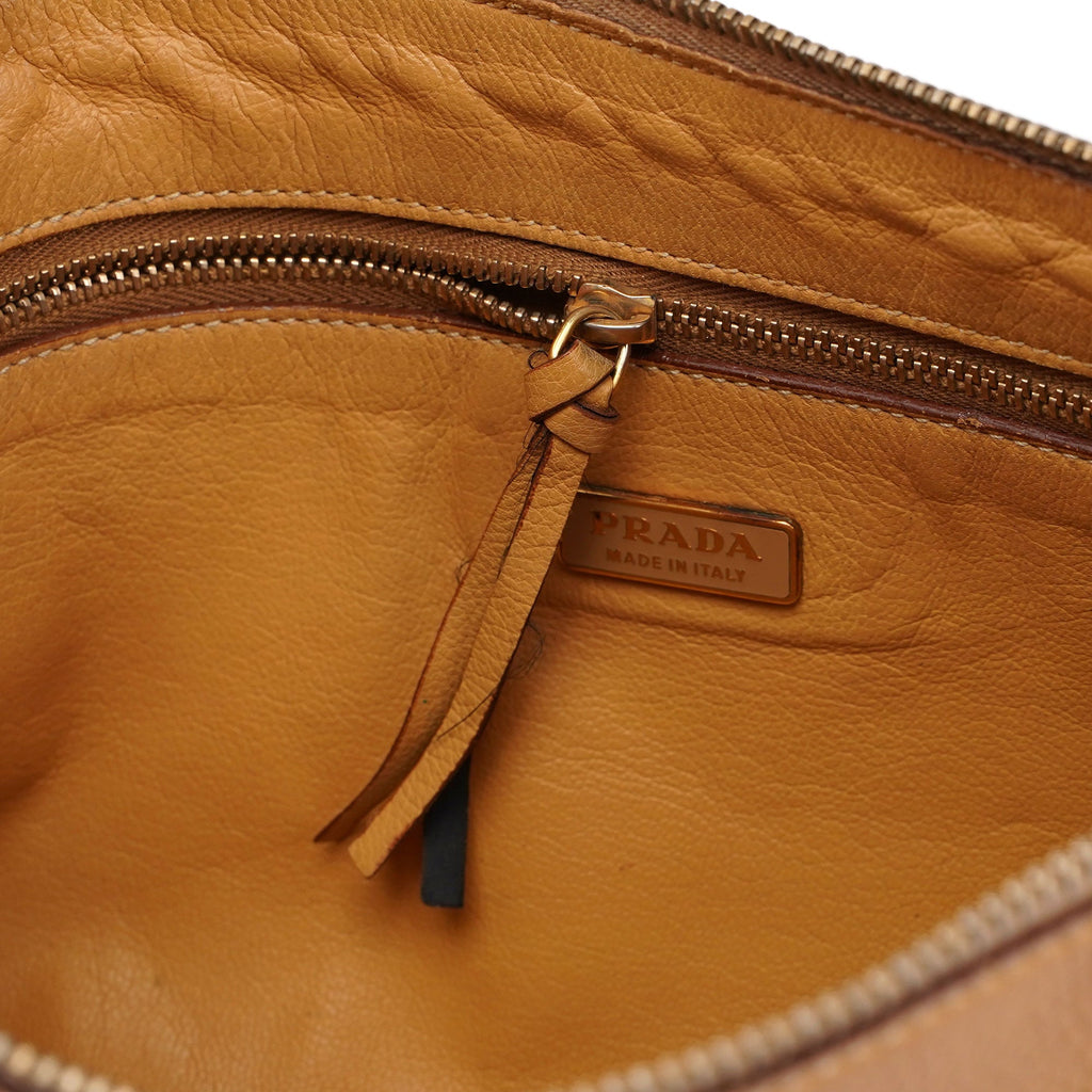 Beige Leather Shoulder Bag